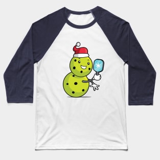 Pickleball Snowman Baseball T-Shirt